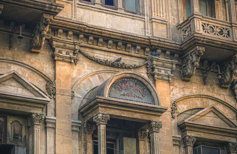 Carved balconies on a heritage building in Ahmedabad