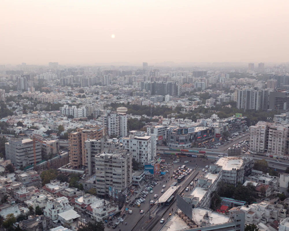 Ahmedabad skyline at sunset